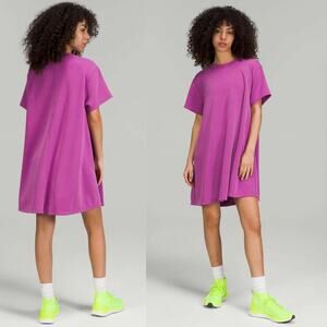Lululemon All Yours Softstreme T-Shirt Dress Vivid Plum Size Large 12 Athleisure